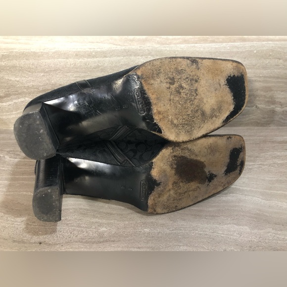 Coach | Bibi Ankle Boots Black Canvas Coach Print Size 8 - Picture 7 of 11